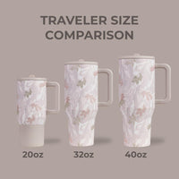 HydroJug Traveler - Botella de agua con asa y popote abatible, vaso resistente a fugas, reutilizable, de acero inoxidable