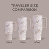 HydroJug Traveler - Botella de agua con asa y popote abatible, vaso resistente a fugas, reutilizable, de acero inoxidable