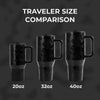 HydroJug Traveler, botella de agua con asa, popote abatible, resistente a fugas, reutilizable, acero inoxidable y base de goma