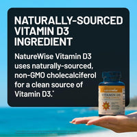 Cápsulas de gel de vitamina D3 de NatureWise, 2000iu para apoyar el sistema inmunológico y la salud ósea y muscular