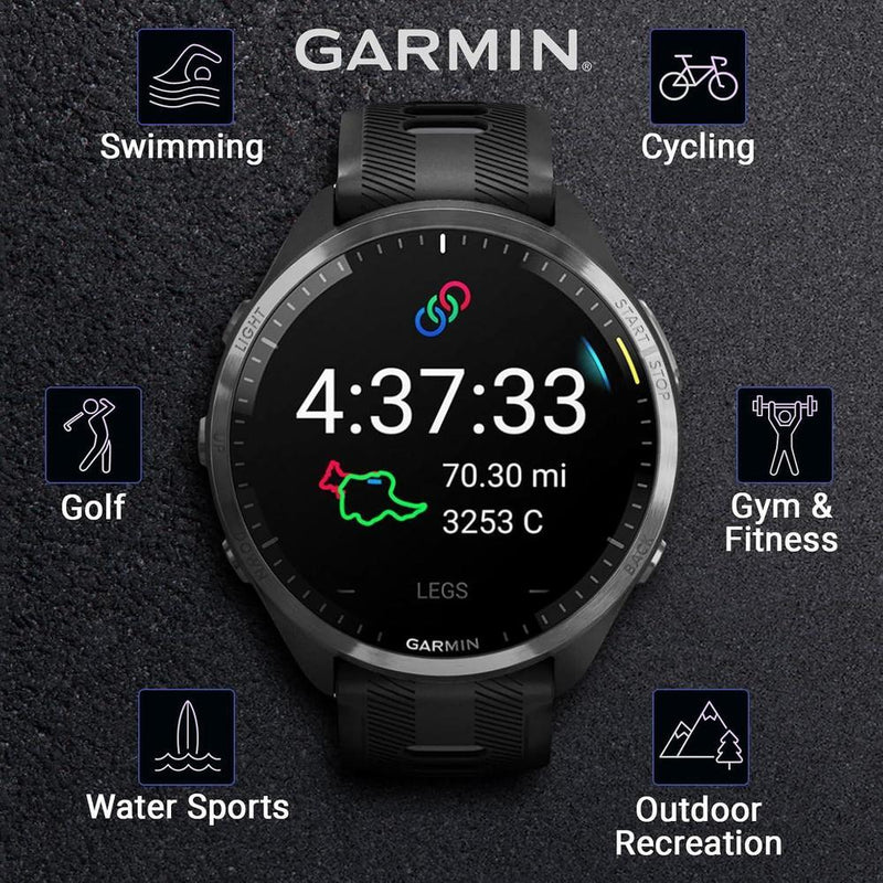 Garmin Forerunner 965 Reloj inteligente premium con GPS para correr y triatlón, incluye pantalla AMOLED y bisel de titanio
