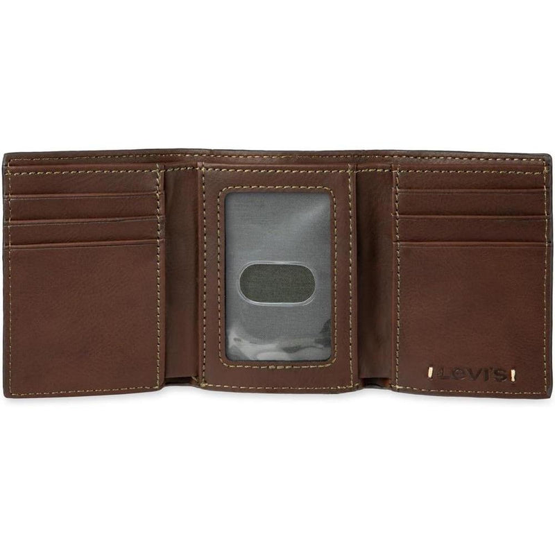 Billetera triple de hombre Levi's elegante y delgada con ventana de identificación y tarjetero de crédito