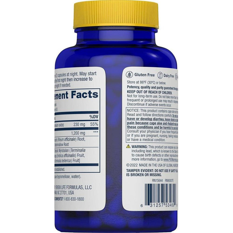 Renew Life Cleanse More Detox, fórmula herbal para la regularidad, sin gluten, lácteos ni soja, 100 cápsulas vegetarianas