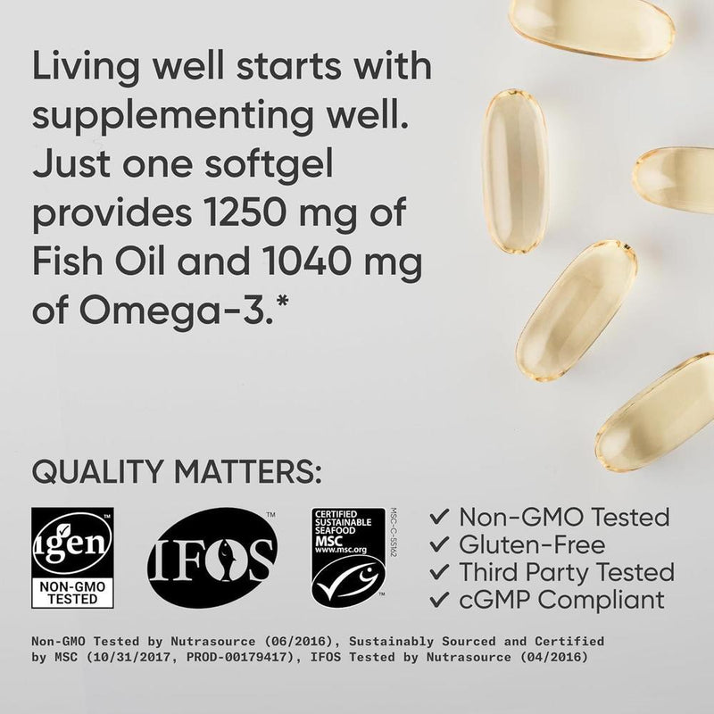 Omega-3 Aceite de Pescado Suplemento Triple Fuerza de Pollock de Alaska Libre de GMO y Soja 90 Cápsulas