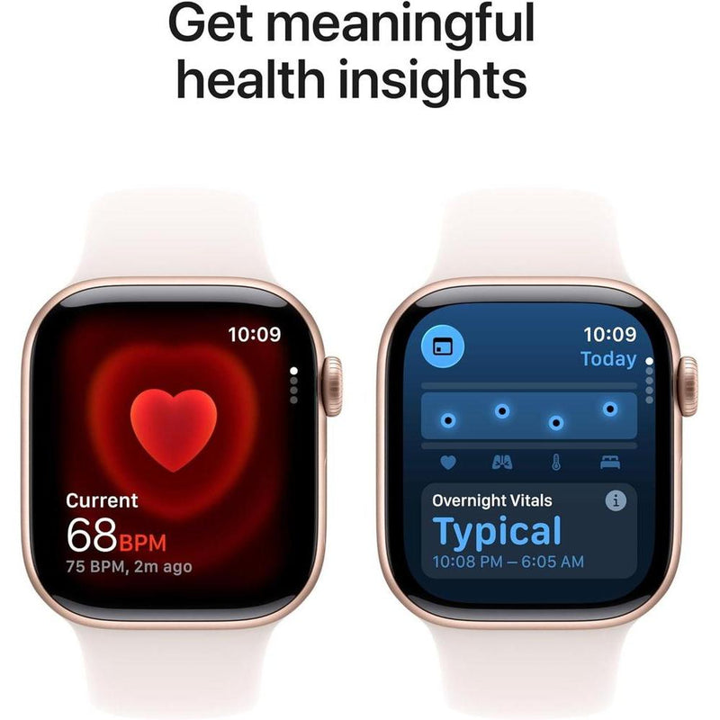 Apple Watch Series 11 con GPS, caja de aluminio oro rosa y correa deportiva rubor claro, seguimiento de salud y fitness