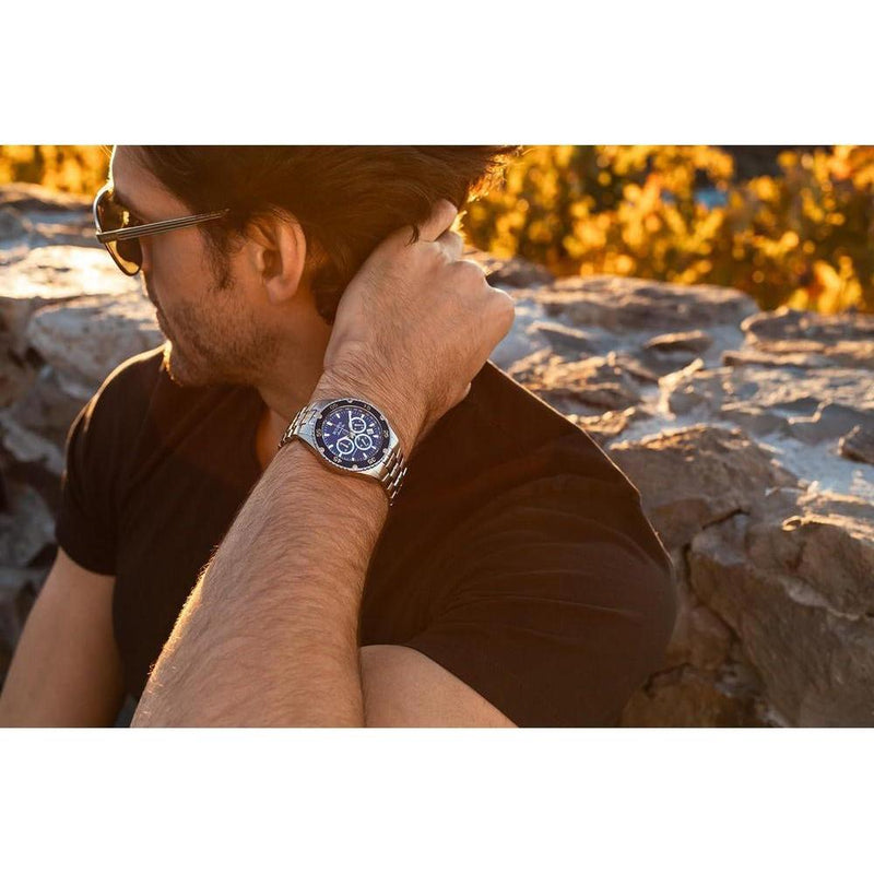 Bulova Reloj cronógrafo Marine Star para hombre, taquímetro, agujas luminosas, resistente al agua, acero inoxidable