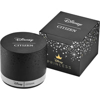 Citizen Eco-Drive Disney Princess Ariel Reloj con diamantes tono dorado, esfera azul de cristal de zafiro, modelo EX1499-50W