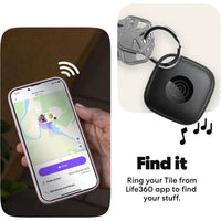 Tile Mate de Life360, rastreador Bluetooth y localizador de llaves, compatible con iOS y Android, paquete de 4, color negro