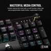 Teclado mecánico CORSAIR K70 CORE RGB para juegos, reposamanos, interruptores lineales rojos, control multimedia.