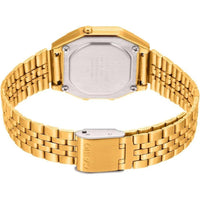 Reloj Casio para mujer modelo LA680WGA-1B, diseño dorado en metal con mecanismo de cuarzo, funciones de alarma y calendario