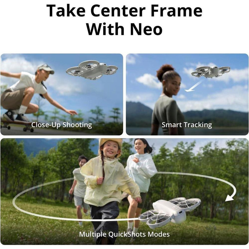 DJI Neo - Combo de tres baterías, mini dron 4K UHD cámara autónomo para adultos con seguimiento de temas y QuickShots, gris
