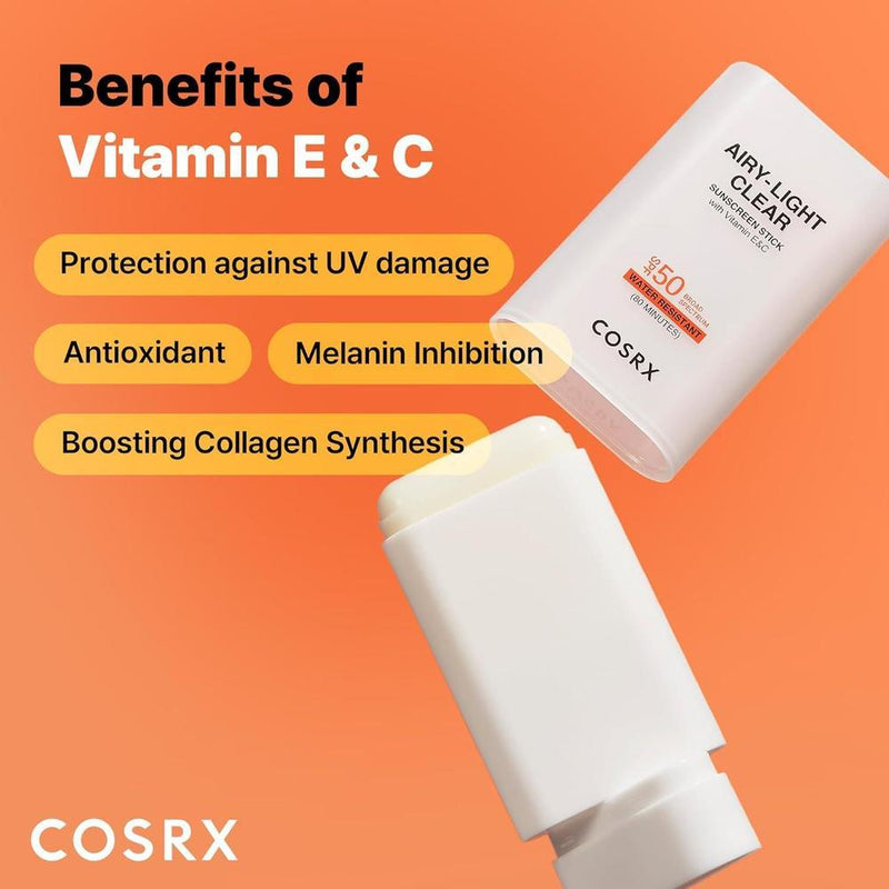 Protector Solar en Barra Transparente y Ligero SPF 50 con Vitamina E y C 19g