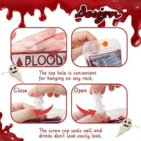 Paquete de 40 bolsas de sangre reutilizables para bebidas con embudo, decoración de fiestas de Halloween y eventos temáticos