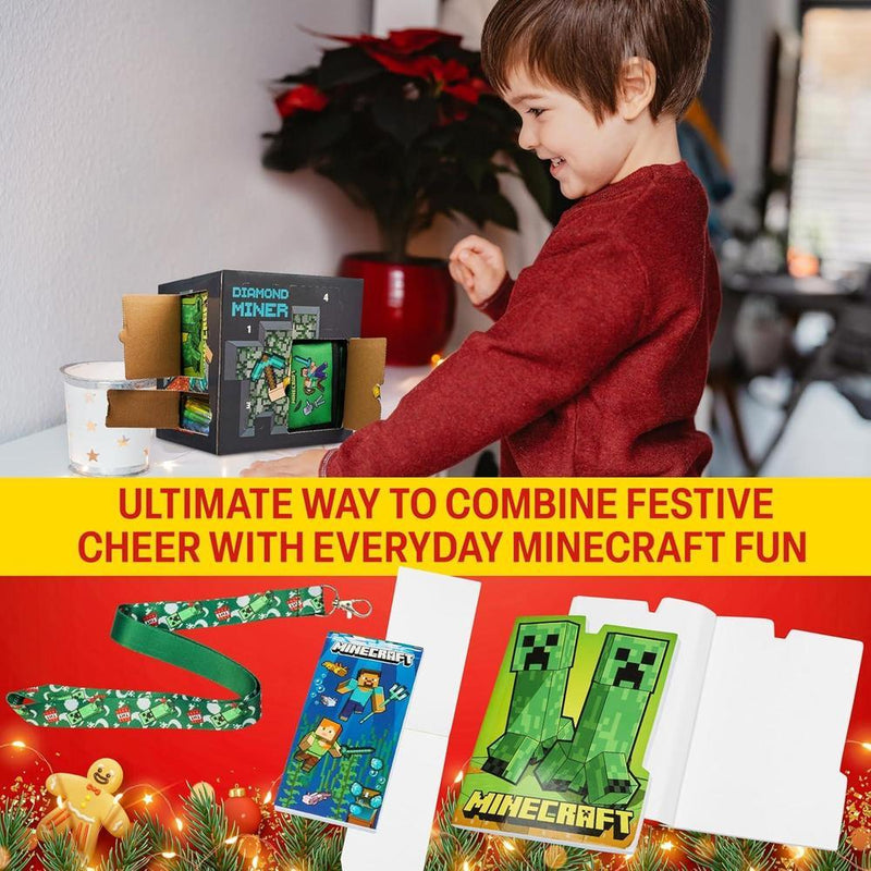 Calendario de Adviento Minecraft 2025 para niños con 24 artículos de papelería temática, ideal para regalos navideños