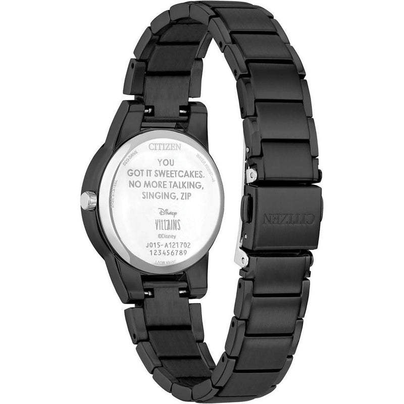 Citizen Eco-Drive Disney Villian Ursula Crystal reloj y pin set de regalo negro iones, esfera negra