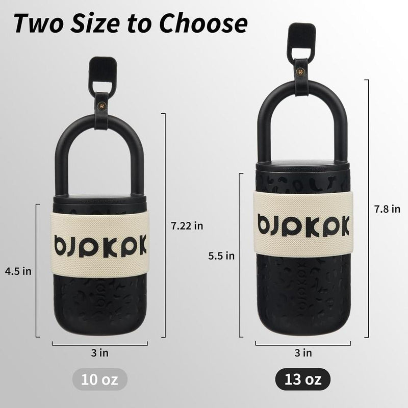 BJPKPK Vaso aislado con tapa y asa, acero inoxidable, a prueba de fugas, ideal para café y bebidas, diseño leopardo negro