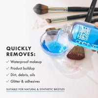 Solución limpiadora profesional de brochas de maquillaje con fragancia de vainilla azul, secado rápido y sin enjuague