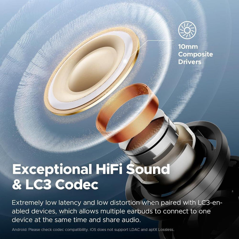 Soundpeats Air5 Pro Auriculares Inalámbricos Con Cancelación De Ruido, Sonido Snapdragon, 6 Micrófonos AI