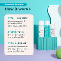 Kit completo de 90 días para cuidado del acné en 3 pasos de Proactiv con parches para espinillas y tratamiento reparador