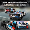 LEGO Speed Champions BMW M4 GT3 y BMW M Hybrid V8 con 2 modelos construibles y 2 minifiguras, regalo ideal para niños desde 9 años