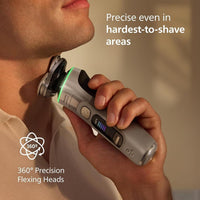 Philips Norelco Shaver i9000 Prestige Ultra, afeitadora eléctrica húmedo y seco, oro blanco, tecnología SenseIQ Pro, cuchillas NanoTech