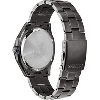 Citizen Reloj Eco-Drive Weekender para hombre en acero inoxidable IP negro, esfera azul, modelo AW1147-52L