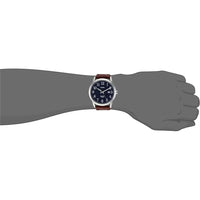 Reloj de pulsera para hombre Timex Easy Reader, correa de cuero marrón, esfera azul, resistente al agua hasta 30 metros