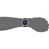 Reloj de pulsera para hombre Timex Easy Reader, correa de cuero marrón, esfera azul, resistente al agua hasta 30 metros