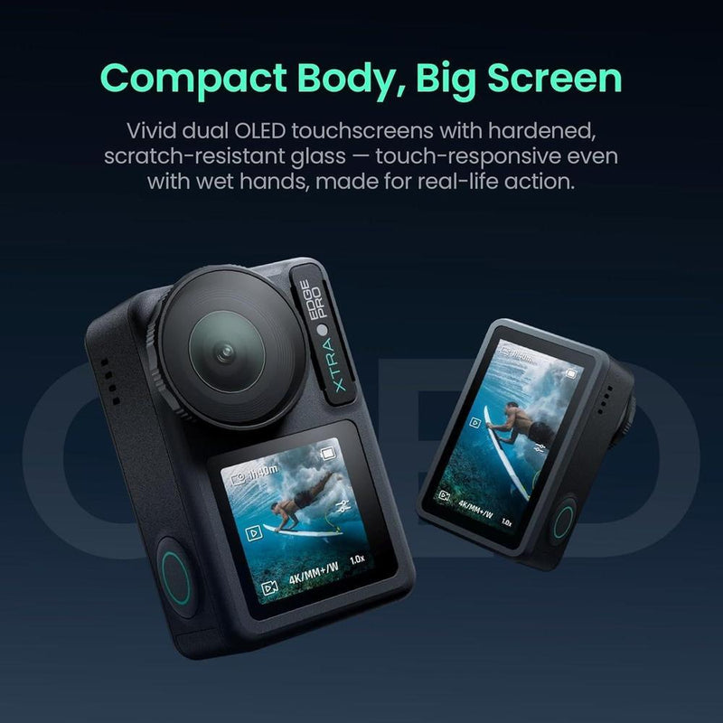 Cámara de acción 4K Xtra Pro con sensor grande, resistente al agua, visión nocturna y estabilización, ideal para deportes