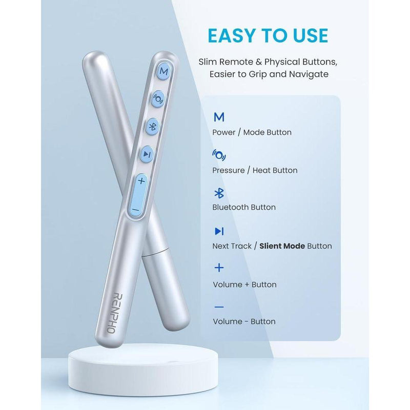 RENPHO Eyeris1 Masajeador de ojos con compresión, modo silencioso, Bluetooth y control remoto. Ideal para aliviar migrañas
