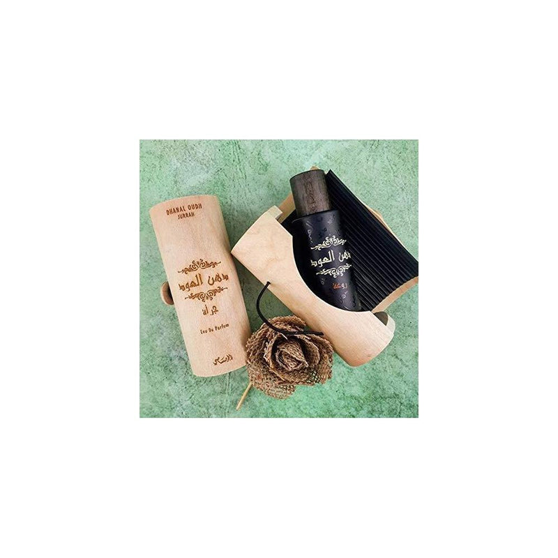 RASASI Dahn Al Oudh Jurrah para hombre y mujer, perfume unisex con fragancia oriental, duración prolongada y notas de oud
