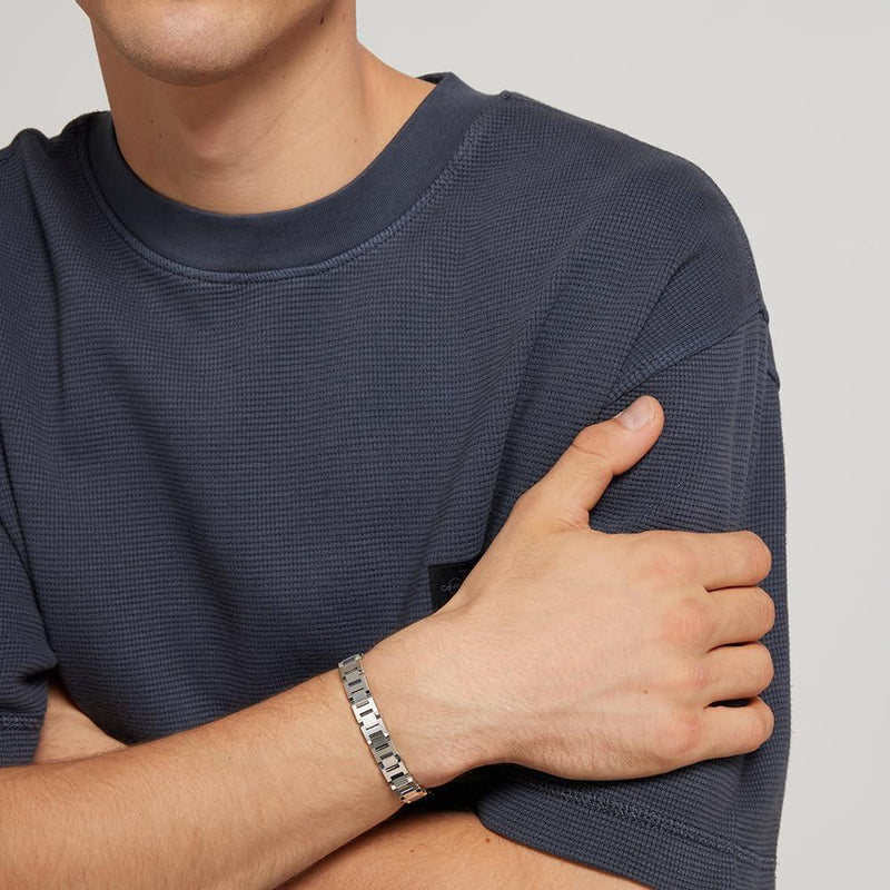 Calvin Klein pulsera de eslabones en acero inoxidable y estilo minimalista para hombre, plata, modelo 35000284