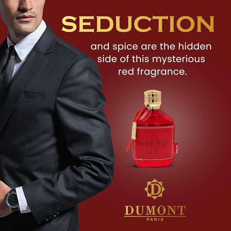 Dumont Nitro Red Eau De Parfum: Perfume de lujo masculino con fragancia frutal, amaderada, floral y de larga duración