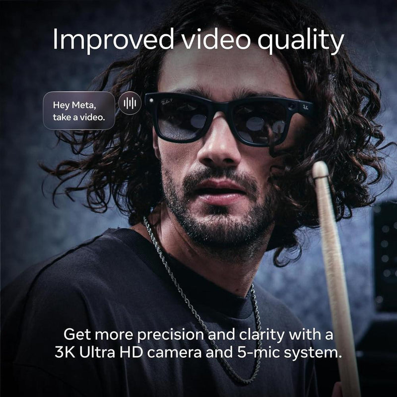 Gafas inteligentes Ray-Ban Meta con cámara 12 MP, traducción en tiempo real, llamadas manos libres, duración extendida de batería
