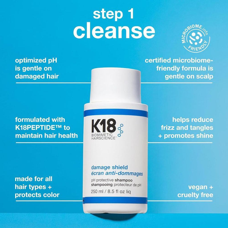 K18 Damage Shield Set: champú y acondicionador, protección para color, reduce encrespamiento y enredos