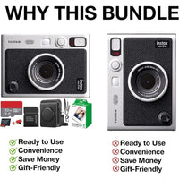 Fujifilm Instax Mini EVO Cámara Híbrida Instantánea Paquete con Película, Tarjeta de Memoria y Estuche