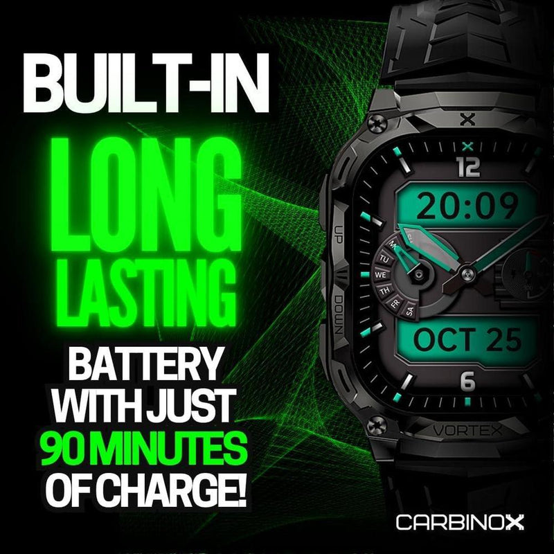 CARBINOX Vortex Smartwatch con función de llamadas, rastreador fitness militar, resistente al agua, diseño deportivo