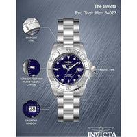 Invicta Pro Diver 34023 Reloj de Acero Inoxidable para Hombre con Esfera Azul y Movimiento de Cuarzo