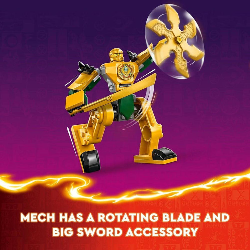 LEGO Ninjago Arin's Battle Mech con minifigura Arin Ninja y espada katana, juguete para niños y niñas de 4 años en adelante