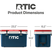 Enfriador ultraligero RTIC 32 cuartos con aislamiento portátil para bebidas, ideal para playa, camping, pesca y más actividades