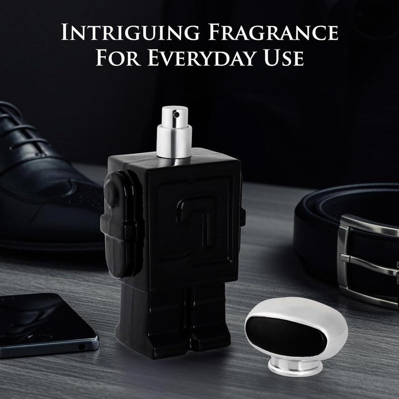 Robot Noir para hombre, fragancia fresca de madera con cardamomo, ruibarbo, bergamota, limón, vainilla y vetiver haitiano