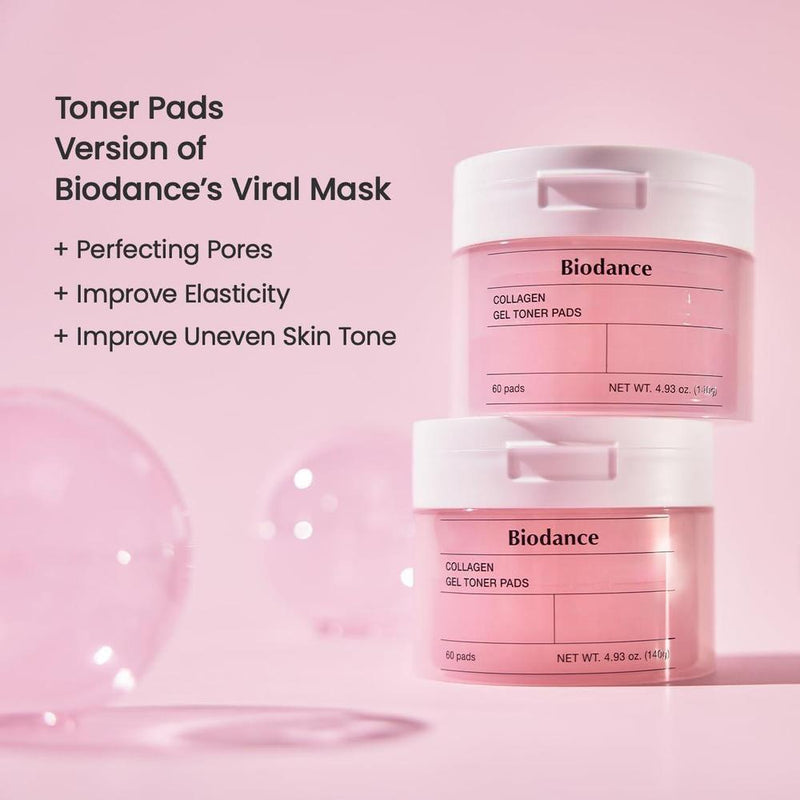 Biodance Almohadillas de tóner de gel de colágeno para minimizar poros y mejorar elasticidad, adecuado para piel sensible