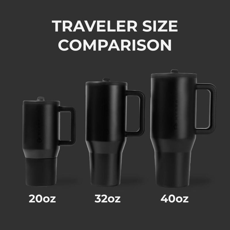 HydroJug Traveler - Vaso moderno con asa y pajilla abatible, resistente a fugas, reutilizable y aislado de acero inoxidable