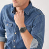 Reloj de pulsera Fossil para hombre, acero inoxidable, 3 manecillas, esfera negra, movimiento de cuarzo, resistencia al agua, estilo clásico