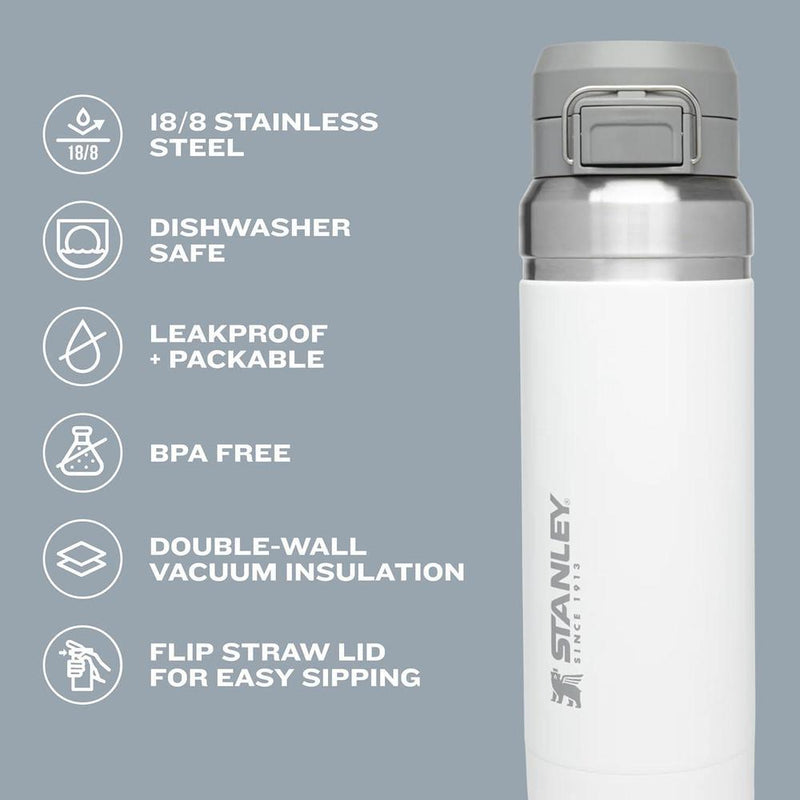 Stanley Quick Flip GO, botella de agua de acero inoxidable a prueba de fugas, diseño plegable para viajes y deportes