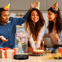 Rosa eterna en domo de cristal con luz LED