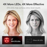 INIA Máscara de terapia de luz roja e infrarroja para rostro, LED inalámbrica, diseño ergonómico y recargable para el hogar y viajes
