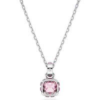 Collar colgante Swarovski con piedra rosa y cristales claros, cadena fina, ideal para un estilo sofisticado y elegante