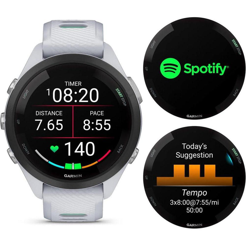 Garmin Forerunner 265S Music GPS Smartwatch Pantalla AMOLED Auriculares 42mm Blanco Piedra