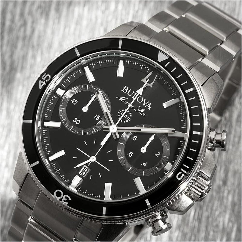 Bulova Marine Star Series C Reloj de Cuarzo Cronógrafo para Hombre con Esfera Negra y Acero Inoxidable